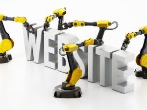 Robotic arms building website.
